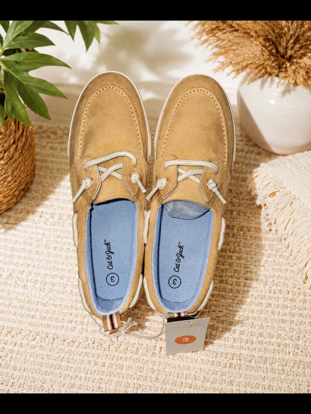Cat & Jack Tan Moccasin-Style Kids Shoes